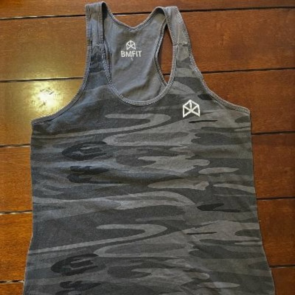 BRADLEY MARTYN Sleeveless Gray Camo Large T-Shirt